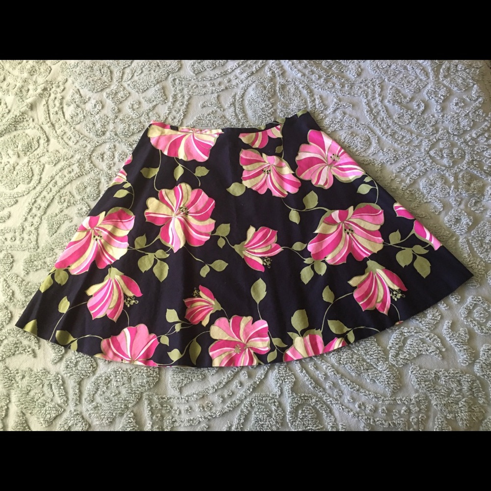 Bold Black & Floral Skirt Sz 14